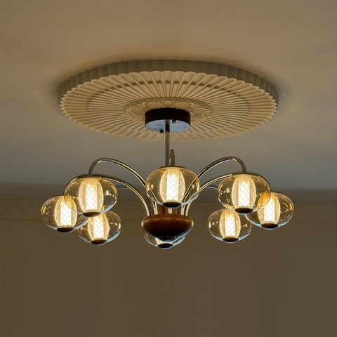 French Style Peach Wood Vintage Chandelier