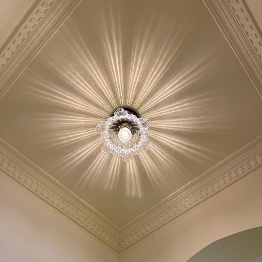 French Style Walnut Flush Mount Hallway Ceiling Light