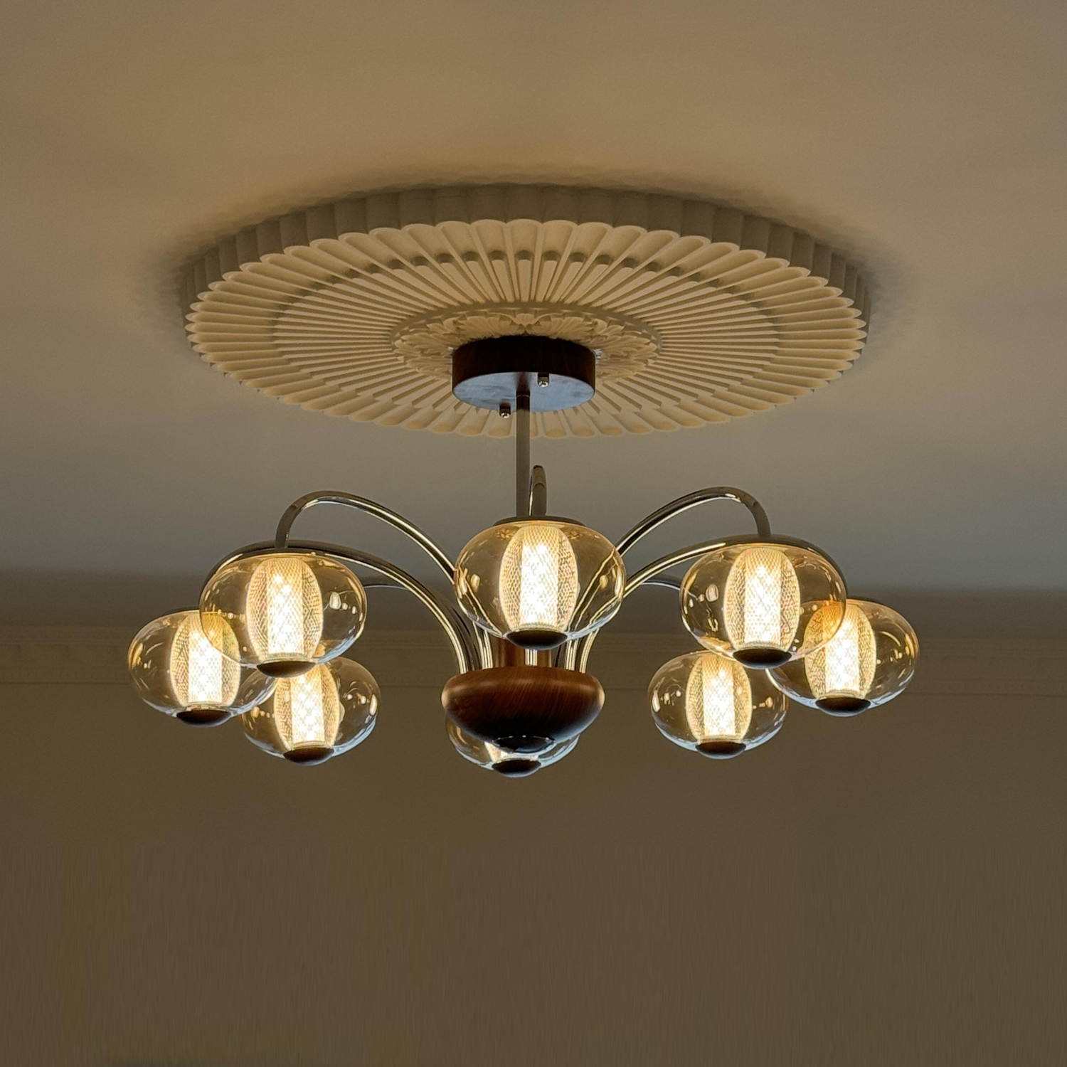 French Style Peach Wood Vintage Chandelier