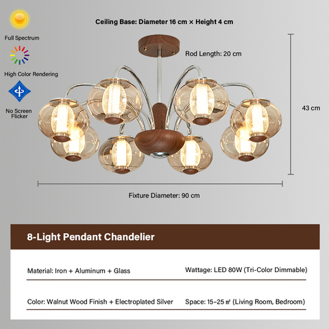 French Style Peach Wood Vintage Chandelier