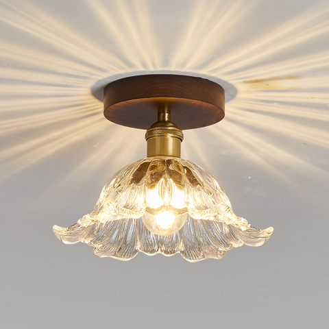 French Style Walnut Flush Mount Hallway Ceiling Light